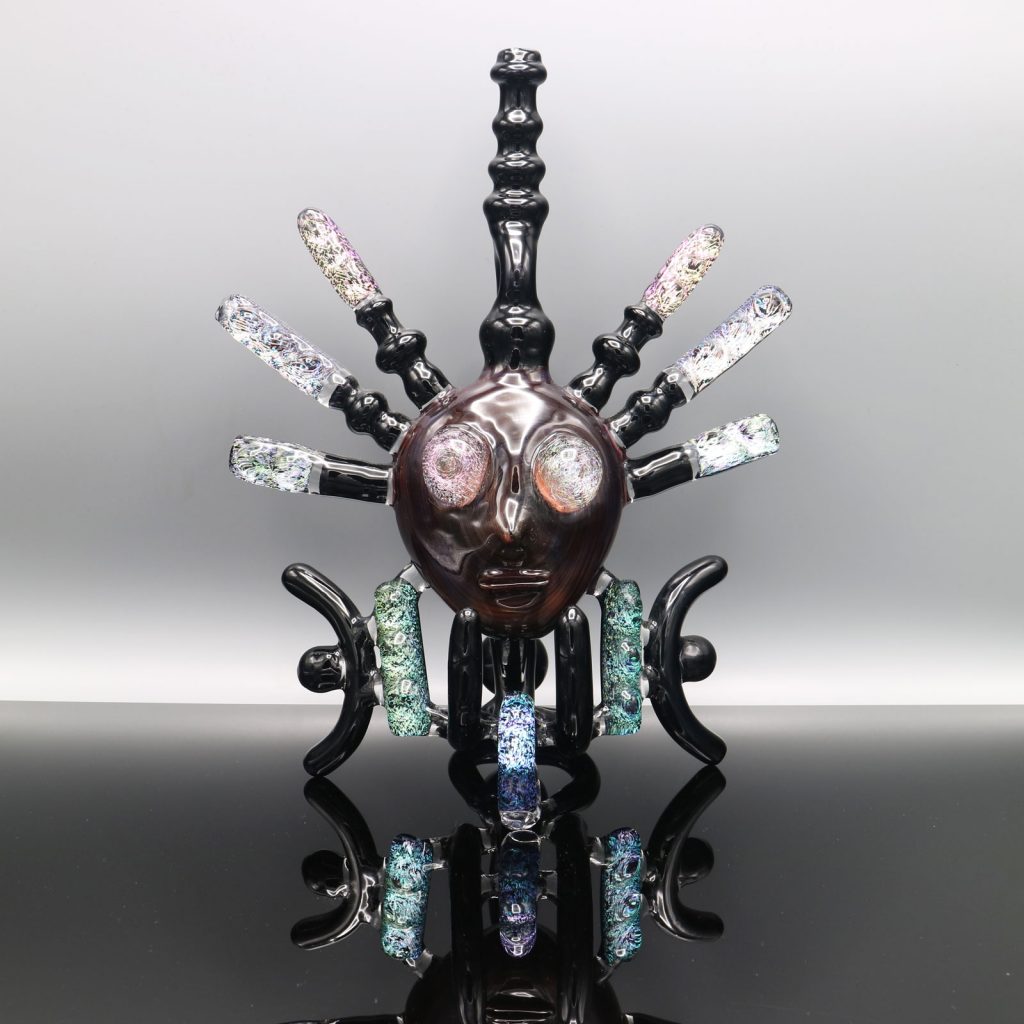 American Glass Art - The Mother Full Dichro Functional Heady Sculpture by Kiebler