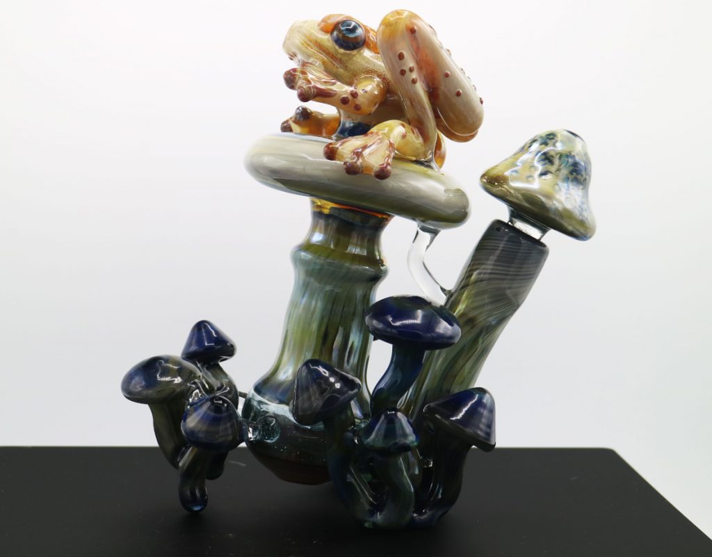 American Glass Art - Kiebler Mushroom Frog Natural