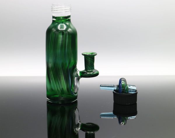 Glassmith Experimental Green Bubble Bottle
