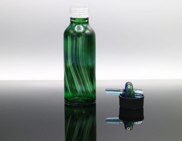 Glassmith Experimental Green Bubble Bottle