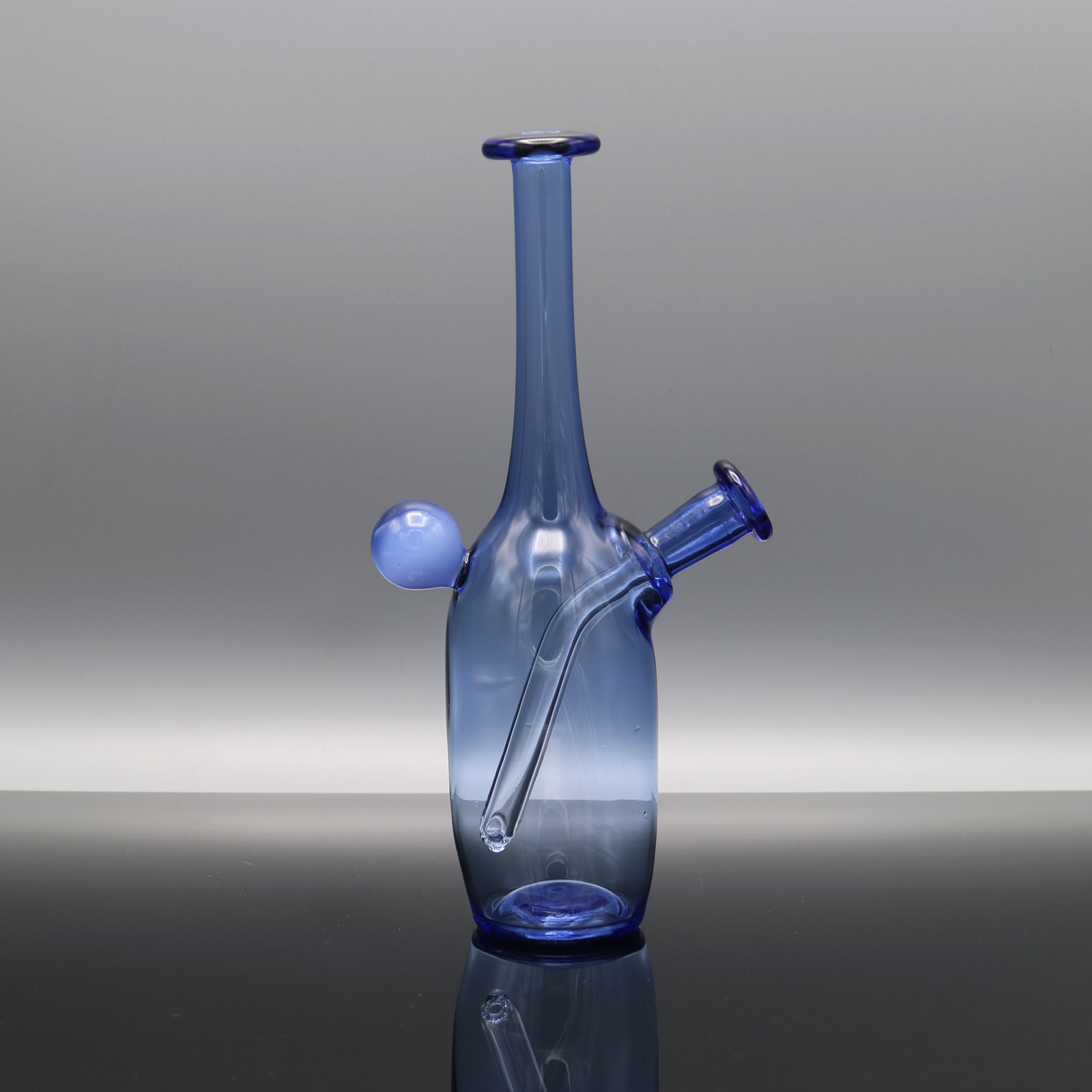 Roadhouse Glass – Light Cobalt Bottle with Blue Marble
