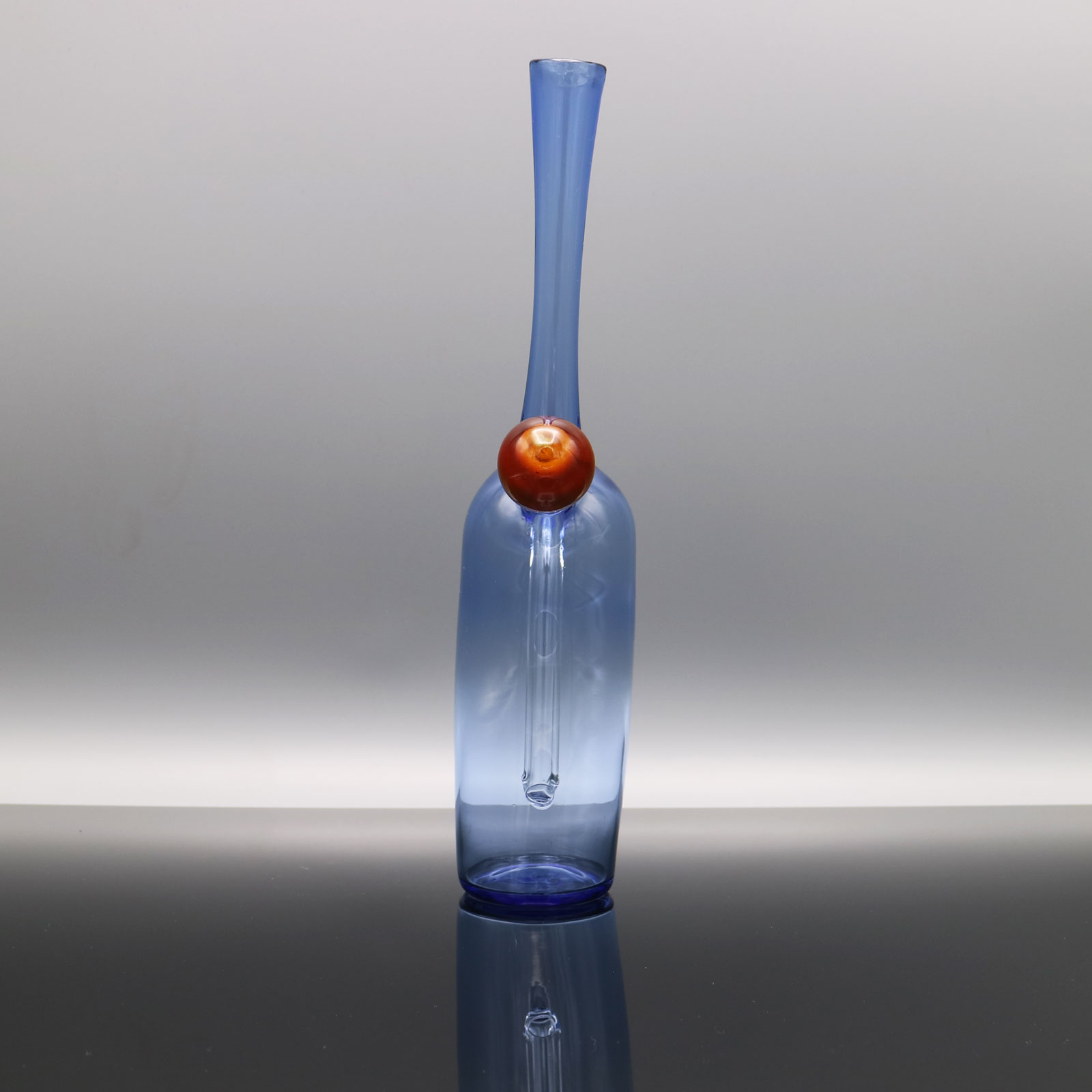 Roadhouse Glass – Light Cobalt Bottle with Red Marble