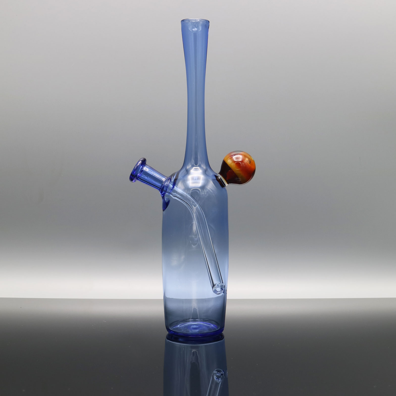 Roadhouse Glass – Light Cobalt Bottle with Red Marble