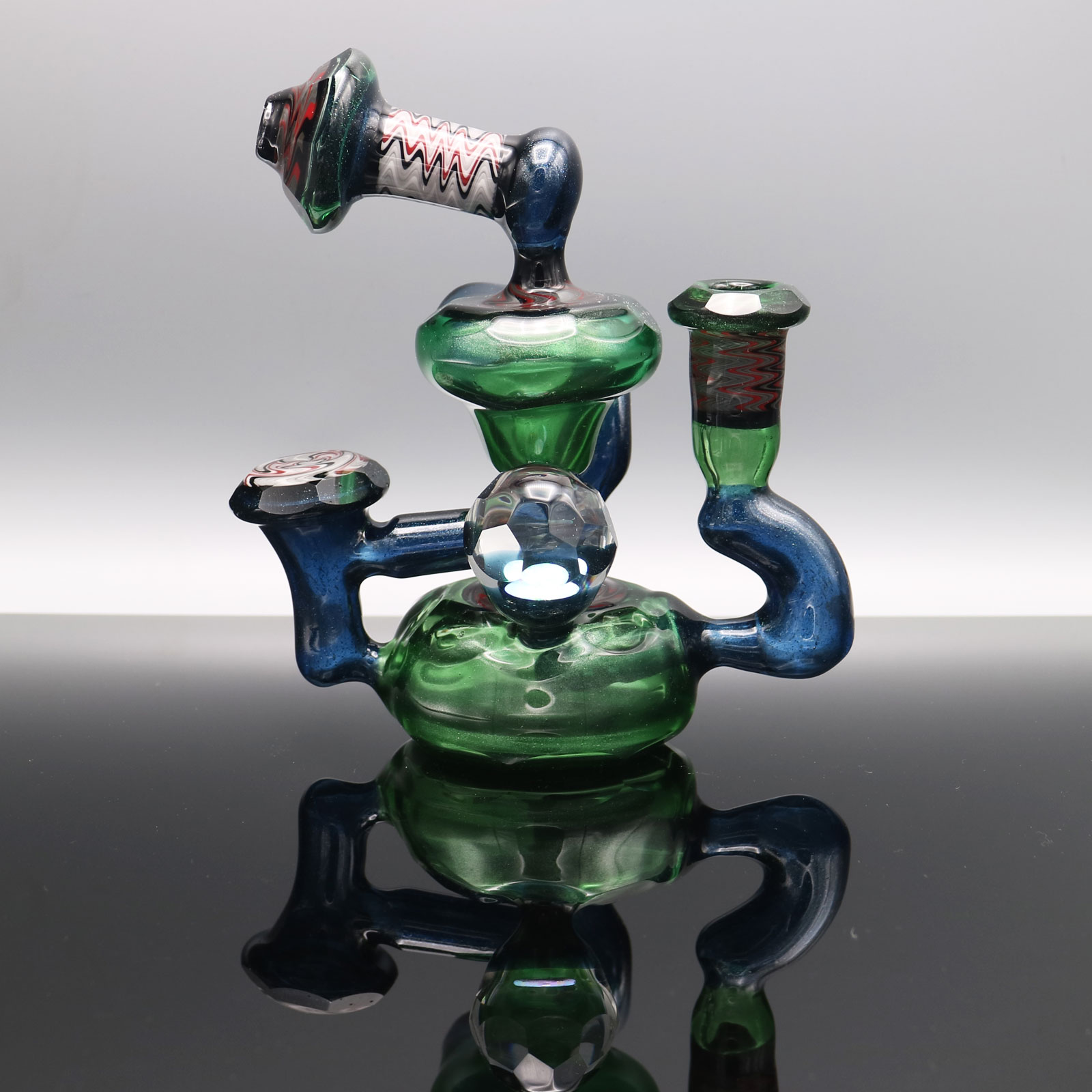 Chappell Glass – Blue and Green Stardust Faceted Recycler