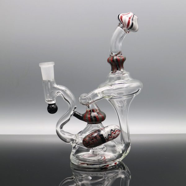 chappell-glass-red-black-white-recycler-with-bead-6