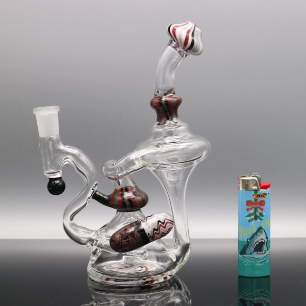 chappell-glass-red-black-white-recycler-with-bead-7